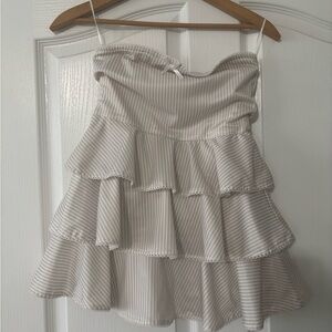 Striped Cream Tiered Dress